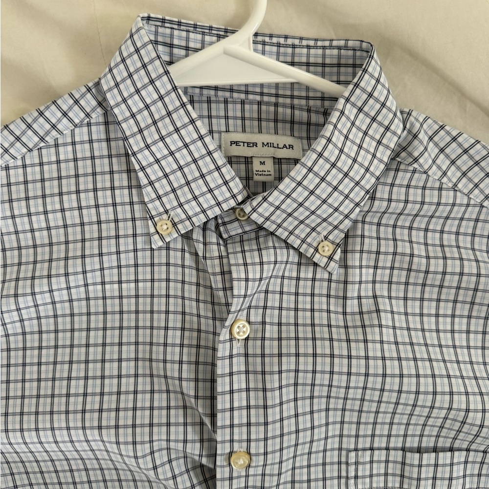 Peter Millar Navy and White Plaid Men's Shirt
